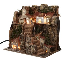 Villaggio illuminato 20x14xh19 cm lontananza, villaggio, legno 2