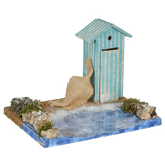 Tratto di spiaggia con capanno cm 19x15x15h legno, tratto