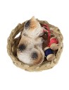 Cat in assorted patterns sleeping in a basket Ø 4 cm