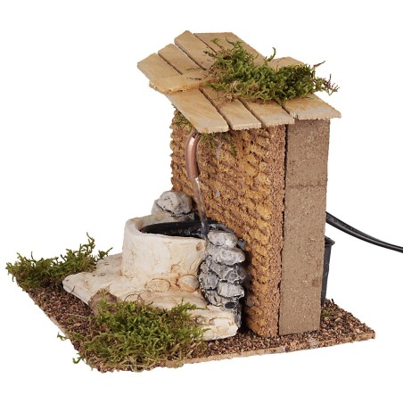 Stone fountain powered by electricity for nativity scene