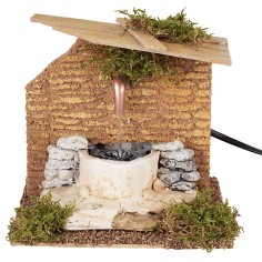 Stone fountain powered by electricity for nativity scene
