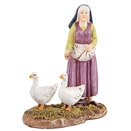 Campesina con gansos 10 cm en resina Martino Landi