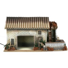 Farmhouse with functioning water mill, dimensions 50x25.5x27 cm.