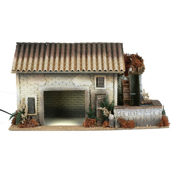Farmhouse with functioning water mill, dimensions 50x25.5x27 cm.