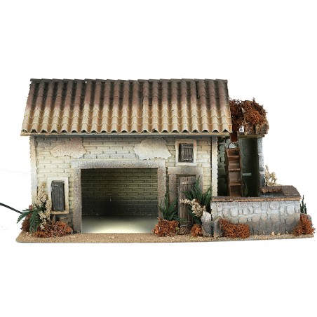Casona con molino de agua funcionando cm 50x25,5x27h