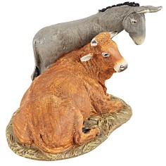 Set bue e asino in resina serie Martino Landi 12 cm base 2