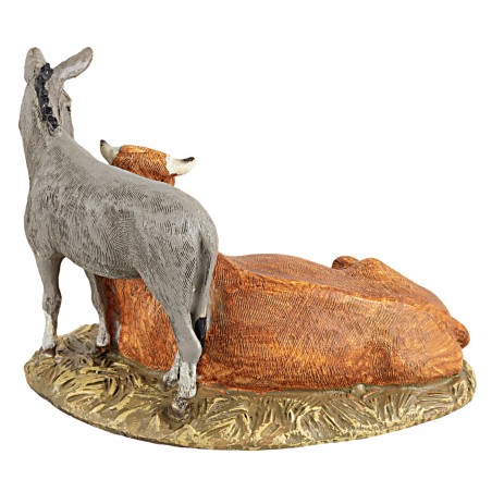 Set bue e asino in resina serie economica Landi 12 cm asino