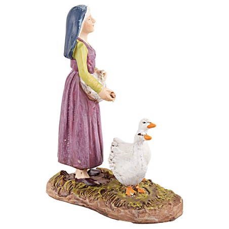 Contadina con oche in resina serie Martino Landi 12 cm