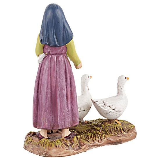 Peasant woman with geese 12 cm in resin Martino Landi