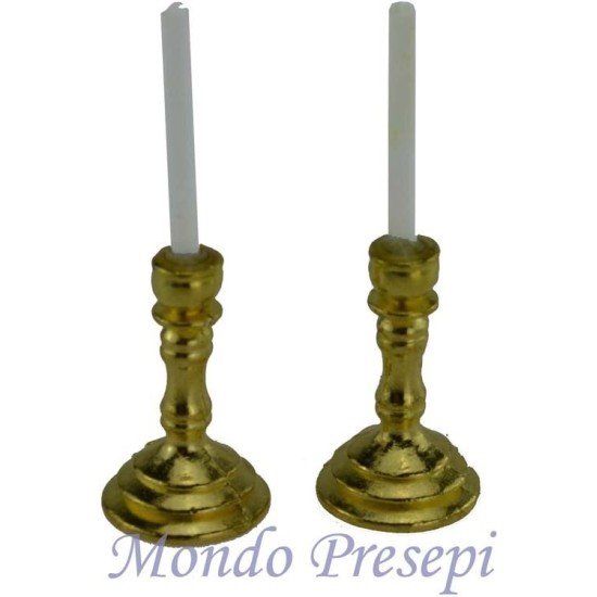 Set 2 candelabri con candela