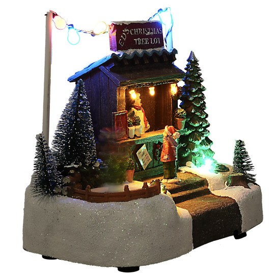 Christmas scene with stall complete with lights and sounds cm