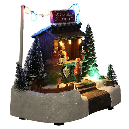 Christmas scene with stall complete with lights and sounds