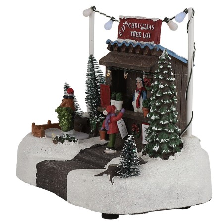 Christmas scene with stall complete with lights and sounds
