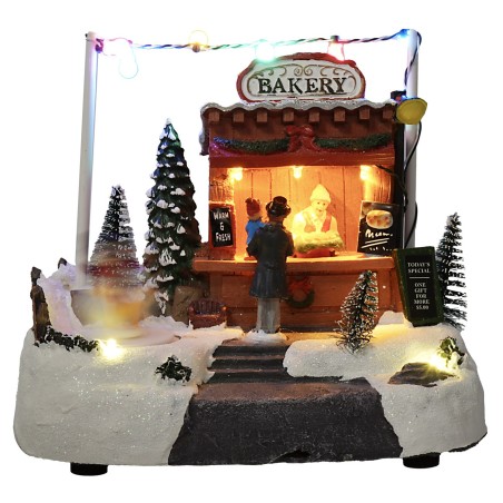 Puesto para mercado navideño con luces y sonidos cm