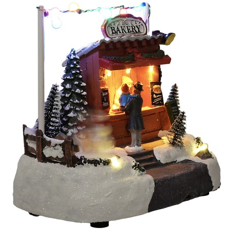 Puesto para mercado de Navidad con luces y sonidos cm