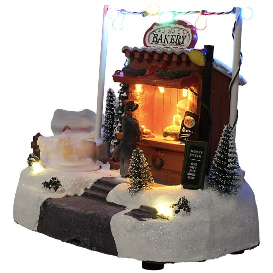 Puesto para mercado de Navidad con luces y sonidos cm