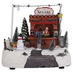 Puesto para mercado de Navidad con luces y sonidos cm
