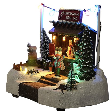 Christmas scene with stall complete with lights and sounds