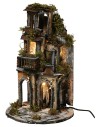 Illuminated village in Neapolitan style with circular base cm
