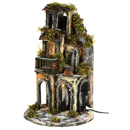 Borgo iluminado en estilo napolitano con base circular cm