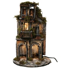 Illuminated village in Neapolitan style with circular base cm 2