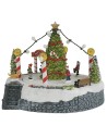 Carrusel navideño con pista de patinaje y luces cm 24x22x19,5h