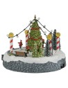 Carrusel navideño con pista de patinaje y luces cm 24x22x19,5h