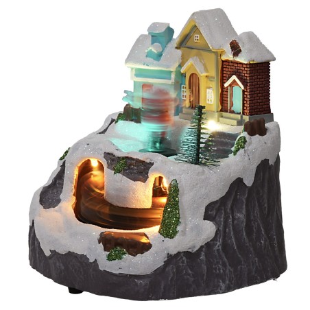 Village with Santa Claus and train complete with lights and