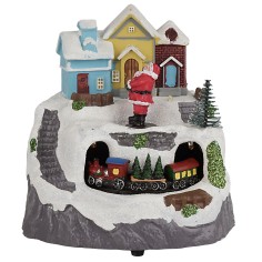 Village with Santa Claus and train complete with lights and