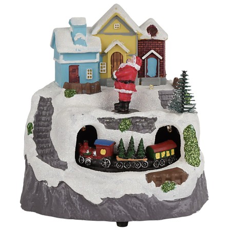 Village with Santa Claus and train complete with lights and