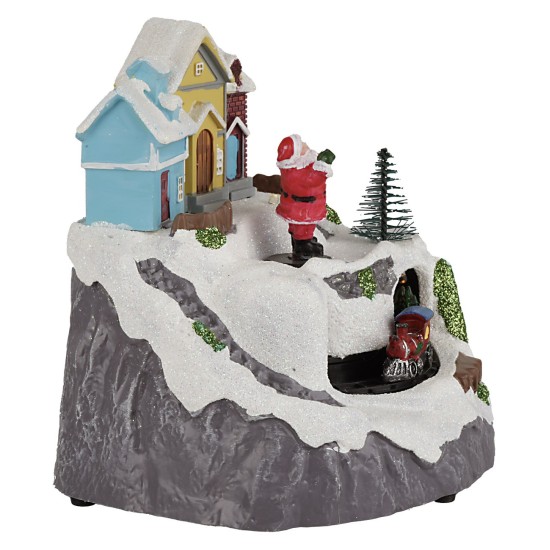 Pueblo con Papá Noel y tren completo de luces y sonidos cm