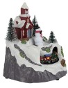 Pueblo con muñeco de nieve y tren completo con luces y sonidos