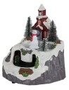 Pueblo con muñeco de nieve y tren completo con luces y sonidos
