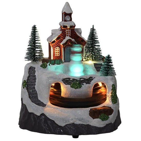 Pueblo con muñeco de nieve y tren completo con luces y sonidos.