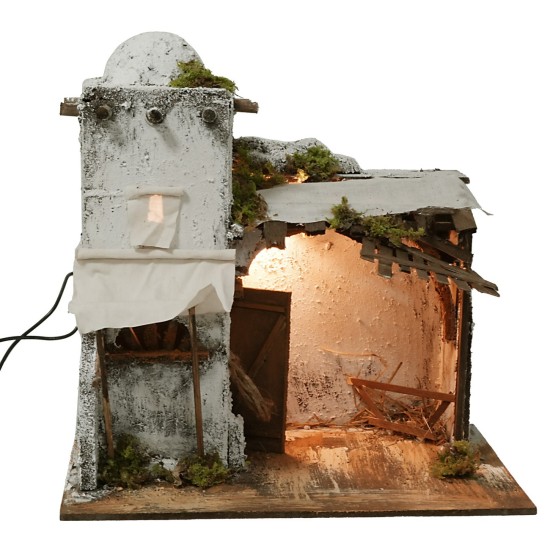 Abitazione araba illuminata 28,5x21xh28,5 cm statue, legno