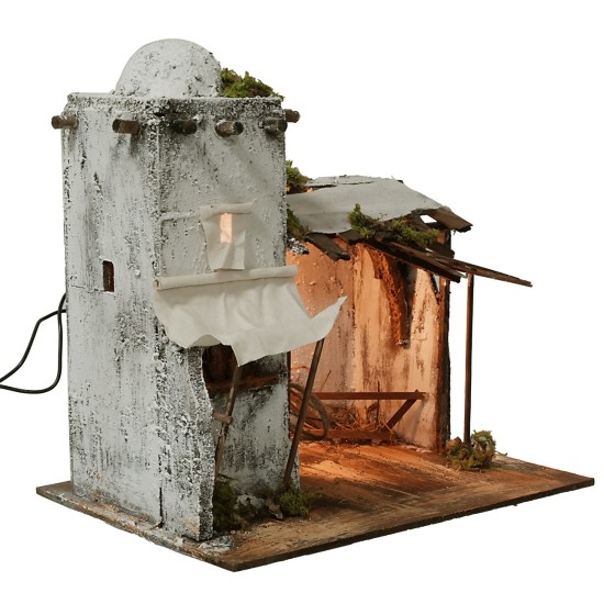 Abitazione araba illuminata 28,5x21xh28,5 cm statue, legno