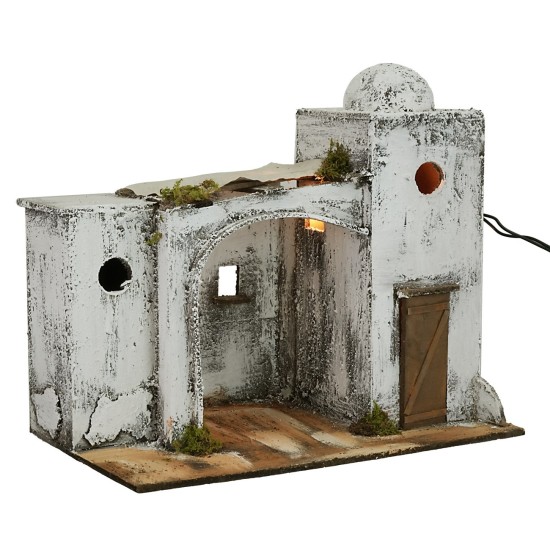 Casa araba illuminata cm 33x19,5x29,5 h legno, muschio