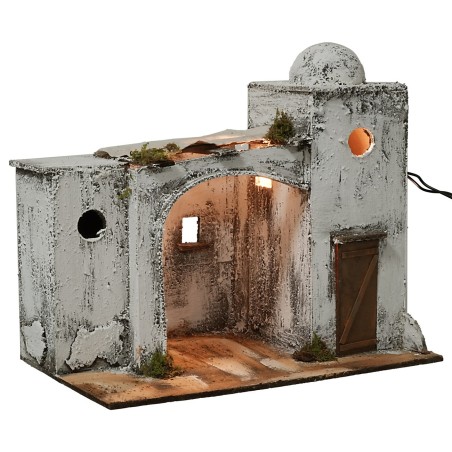 Casa araba illuminata cm 33x19,5x29,5 h legno, muschio