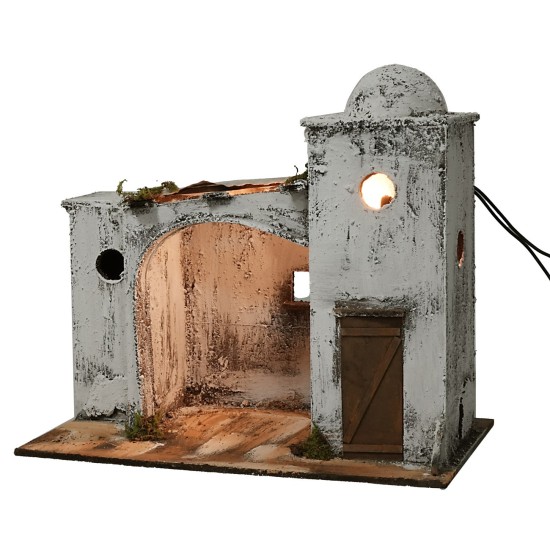 Casa araba illuminata cm 33x19,5x29,5 h legno, muschio
