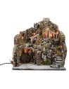 Illuminated nativity scene with village on mountain cm 36x38x40h