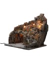 Illuminated nativity scene with village on mountain cm 36x38x40h