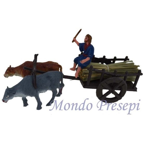 Wagon with carter traianato donkey and ox