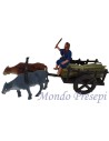 Carro con carretero tirado por burro y buey