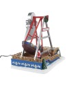 Carrusel navideño con barco oscilante completo de luces y