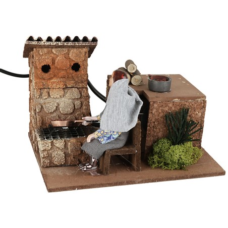 Caldarrostaia serie 12 cm in movimento con fuoco cm 17x15x12 h