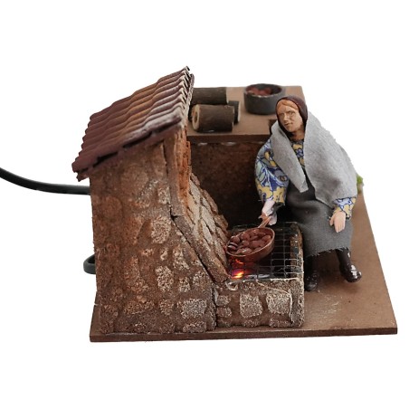 Caldarrostaia serie 12 cm in movimento con fuoco cm 17x15x12 h