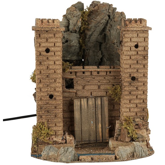 Castillo con puente levadizo en movimiento cm 26x24x32 h