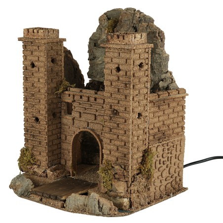 Castillo con puente levadizo en movimiento cm 26x24x32 h