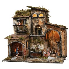 Pesebre iluminado con fuente y horno funcionales cm 46x32x45h