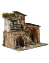 Illuminated nativity scene with working fountain and oven cm